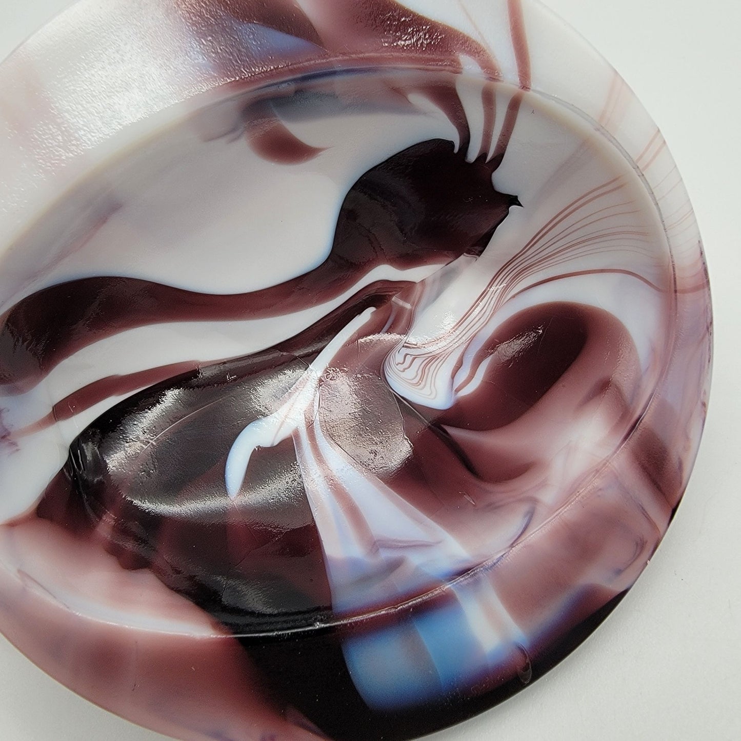 Vintage Heisey By Imperial Amethyst Purple Swirl Slag Glass Bird On Nest Candy Dish