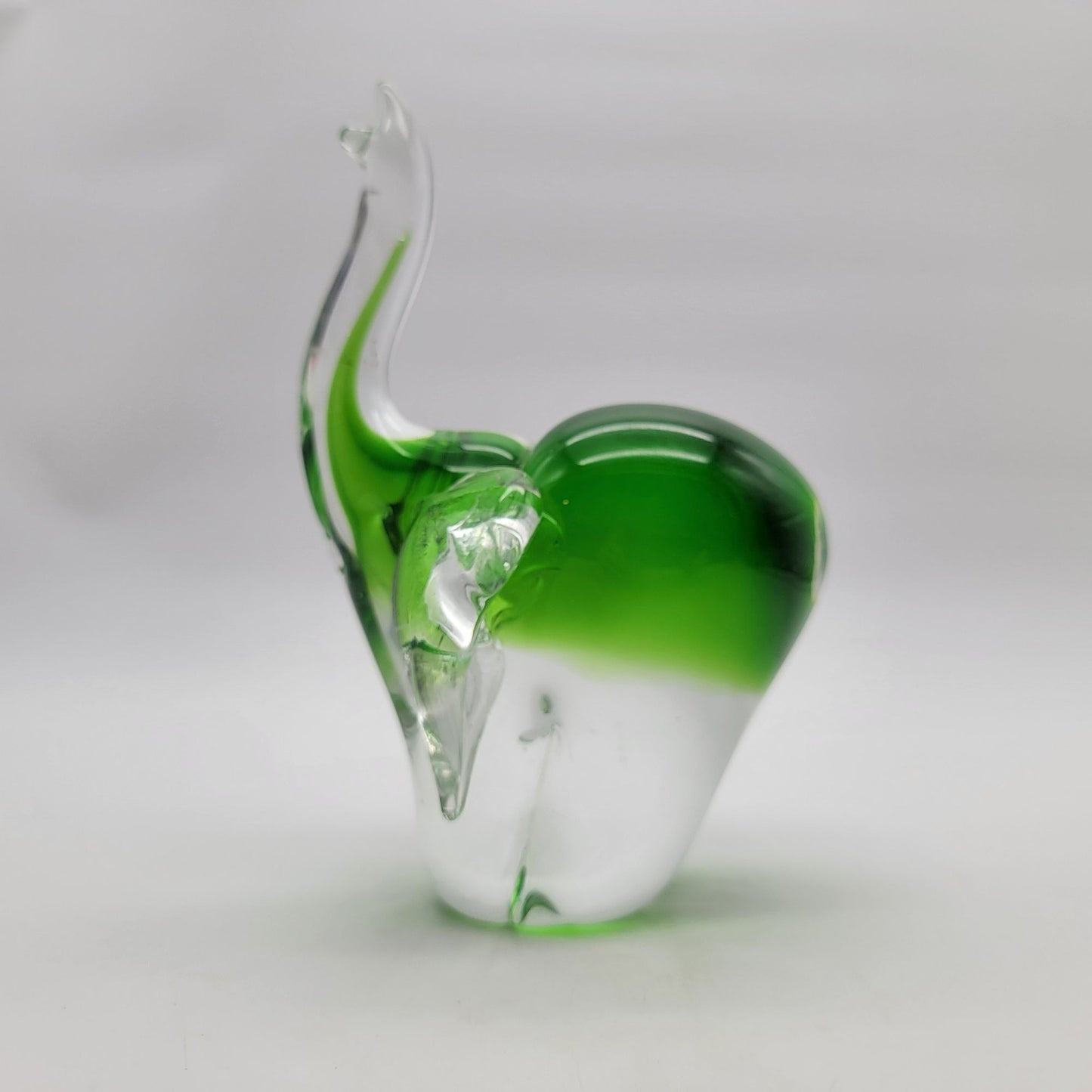 Blown Art Glass Elephant Sculpture Green Sommerso