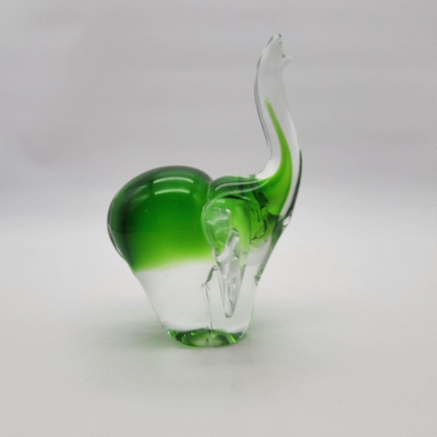 Blown Art Glass Elephant Sculpture Green Sommerso