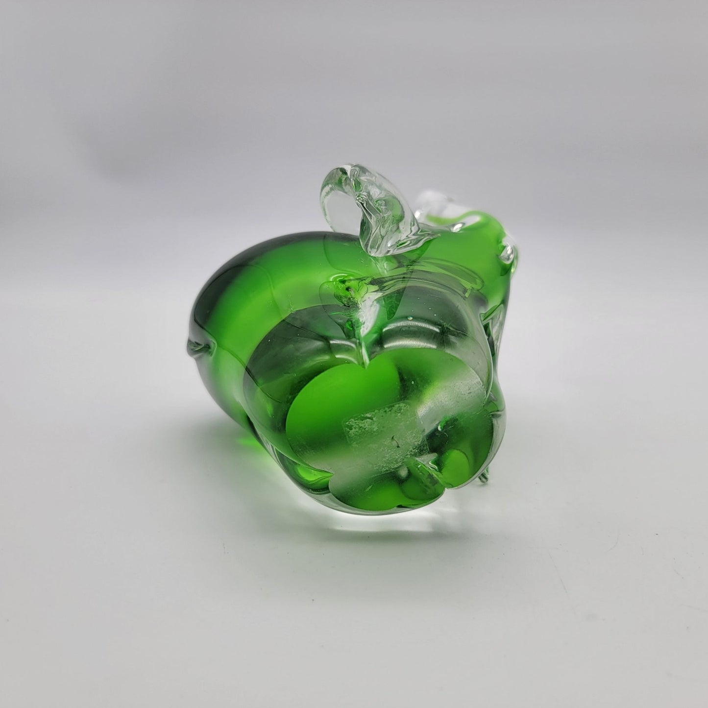 Blown Art Glass Elephant Sculpture Green Sommerso