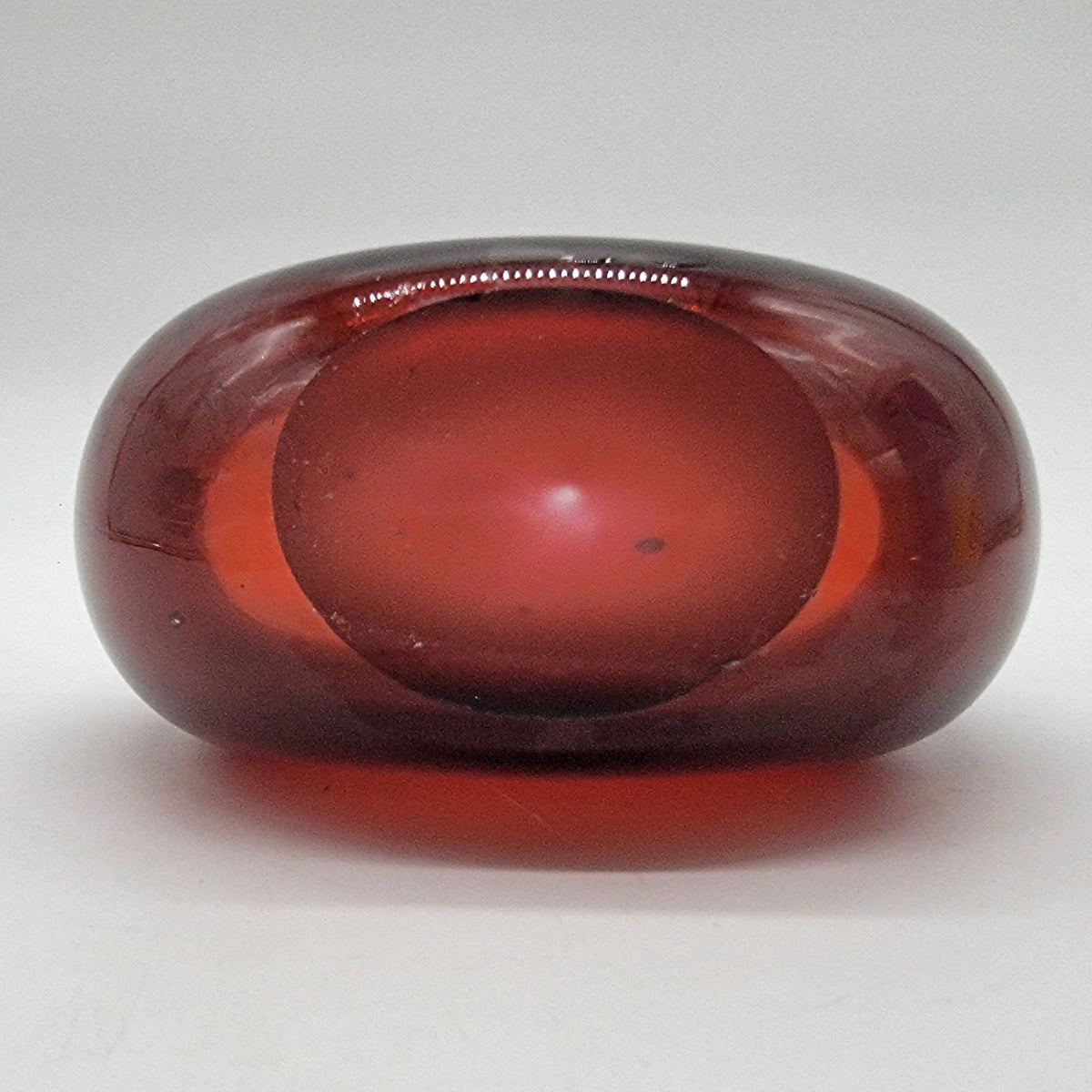 Red Bi-Color Glass Disc Vase Minimalist Design