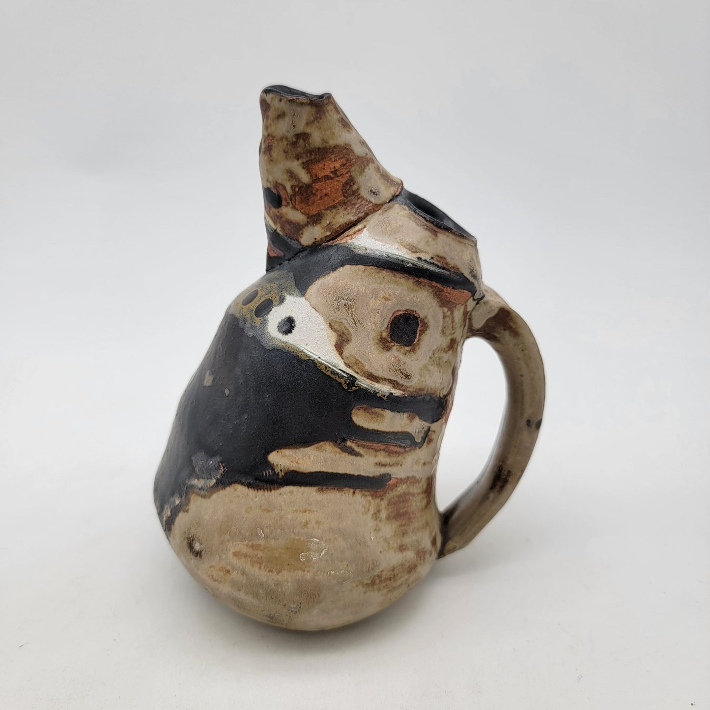 Quirky Abstract Matte Glaze Art Pottery Stoneware Pitcher
