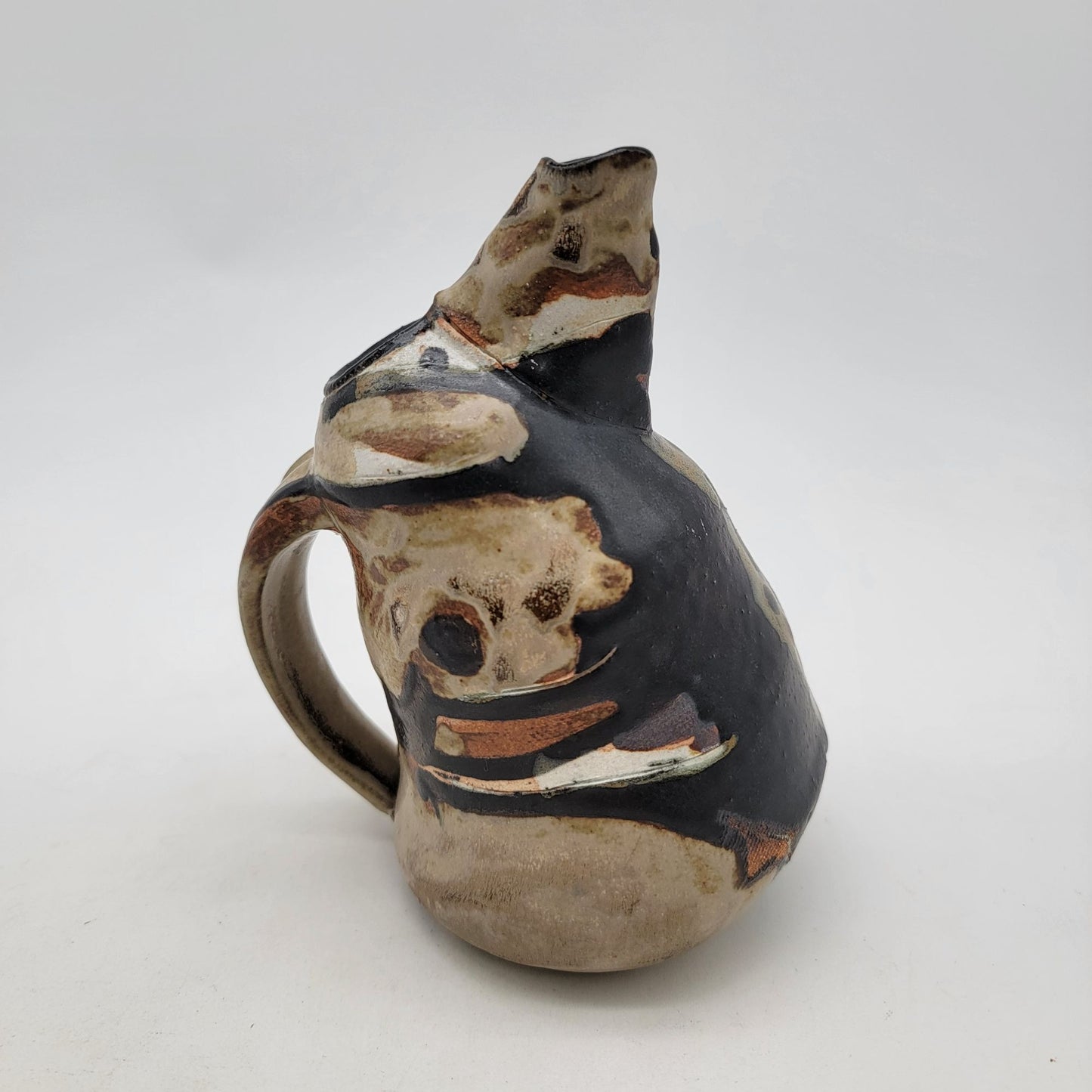 Quirky Abstract Matte Glaze Art Pottery Stoneware Pitcher