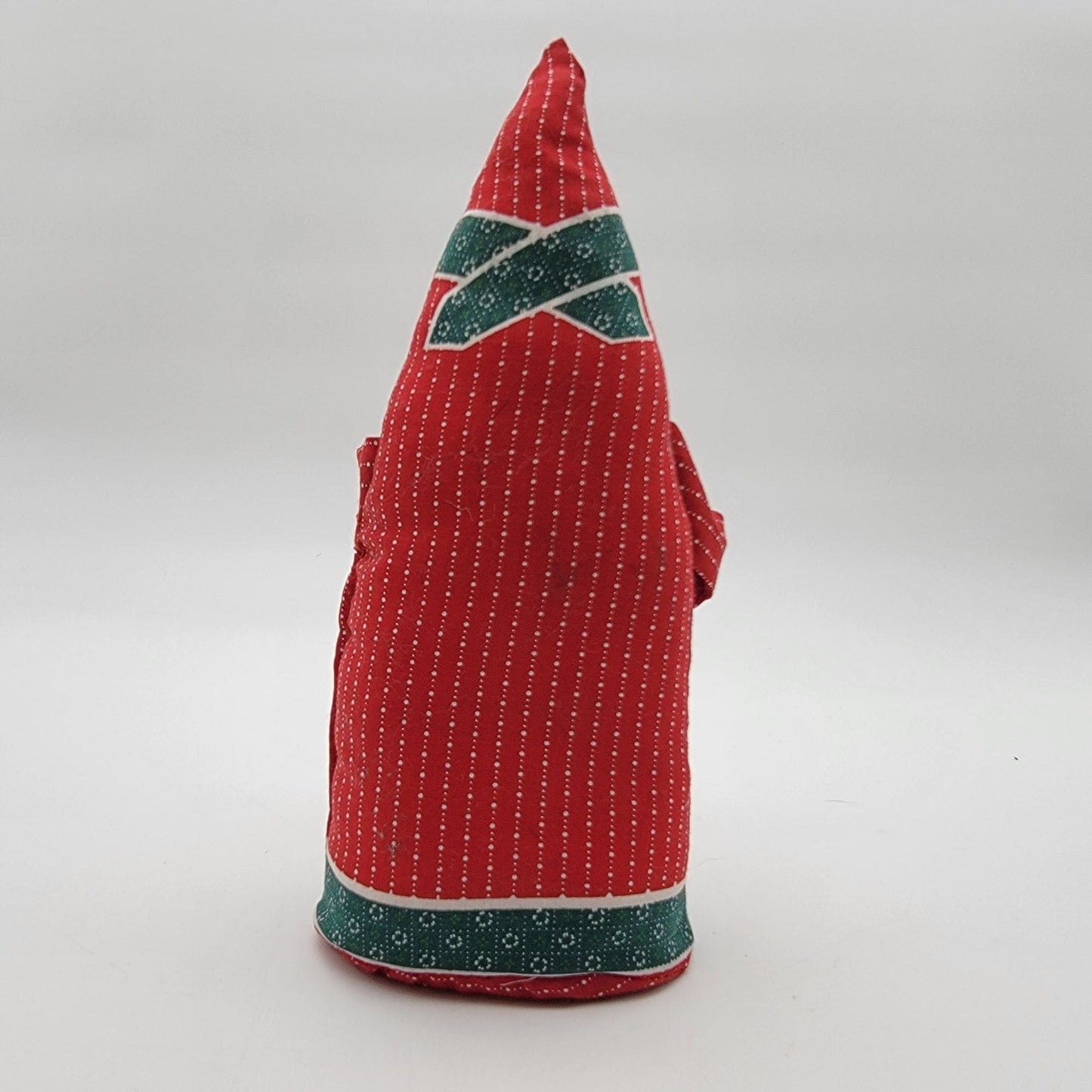 Pair Of Vintage Fabric Cone Santa Claus Plush Figurines