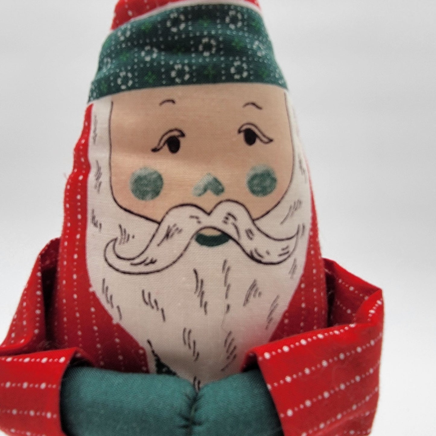 Pair Of Vintage Fabric Cone Santa Claus Plush Figurines