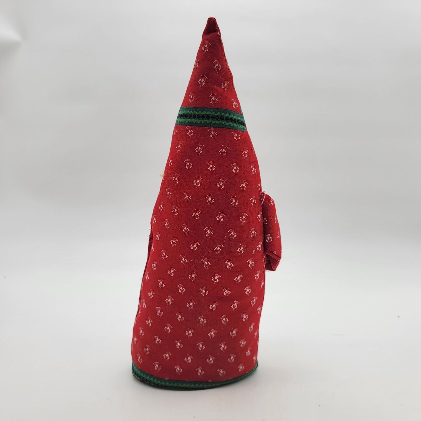 Pair Of Vintage Fabric Cone Santa Claus Plush Figurines