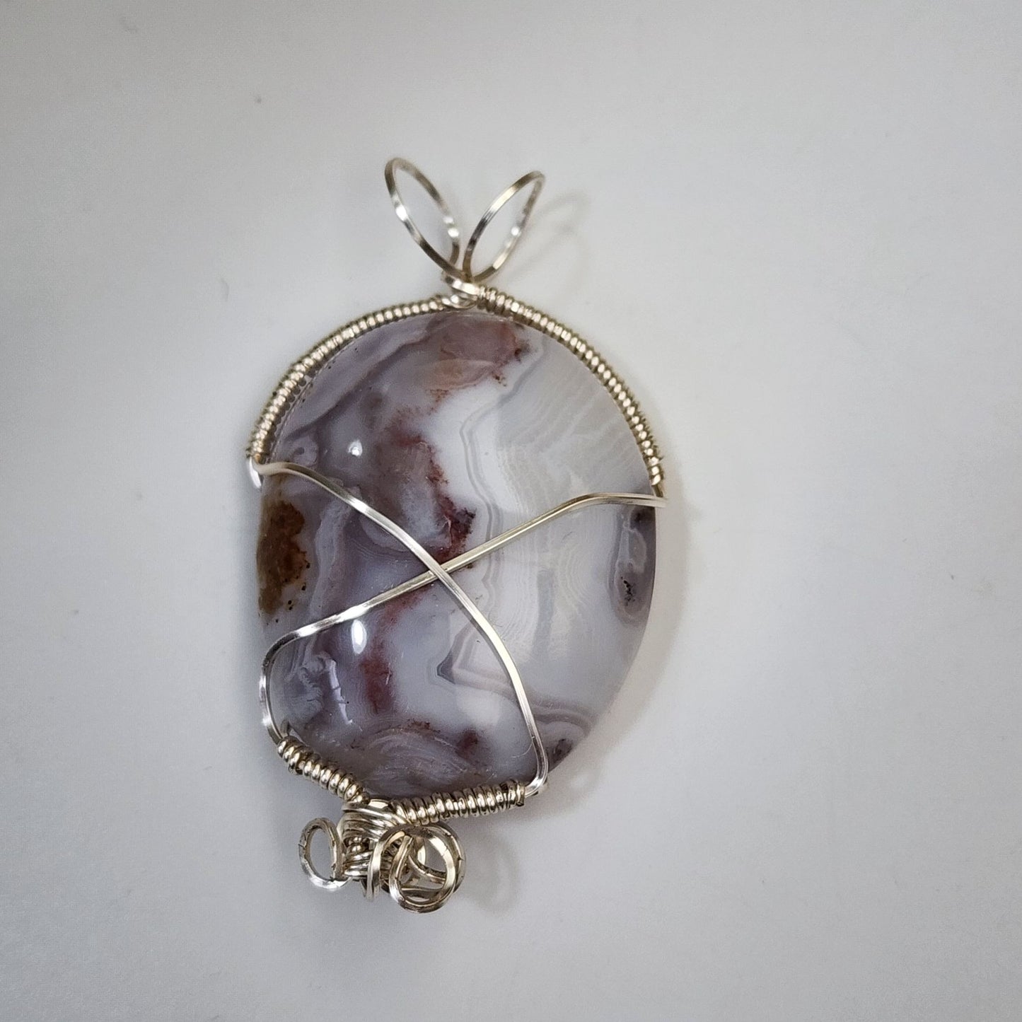 Artisan Wire Wrapped Crazy Lace Agate Pendant