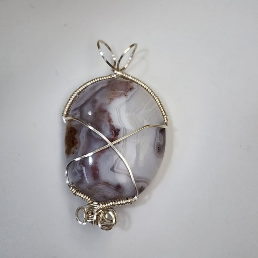Artisan Wire Wrapped Crazy Lace Agate Pendant