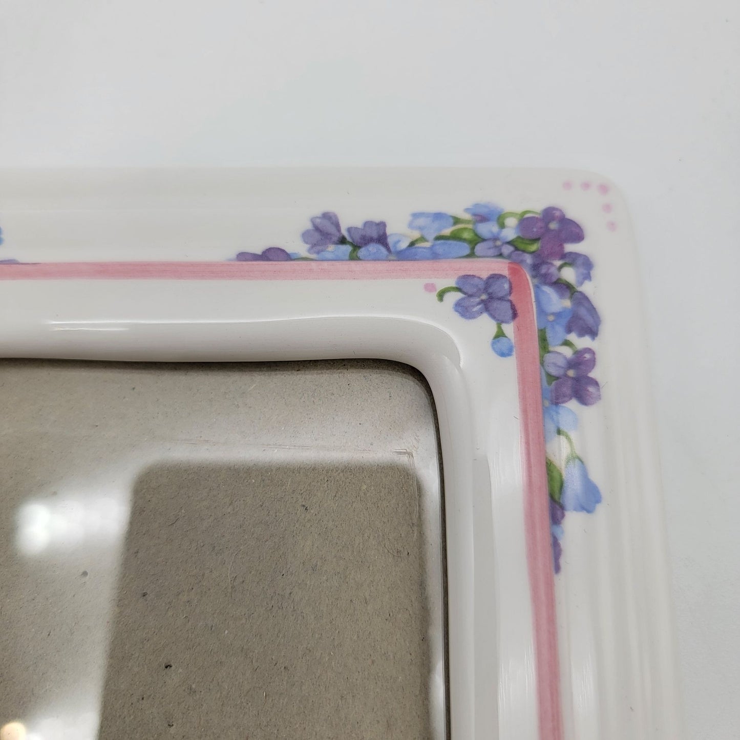 Vintage Porcelain Pansy Flowers Picture Frame