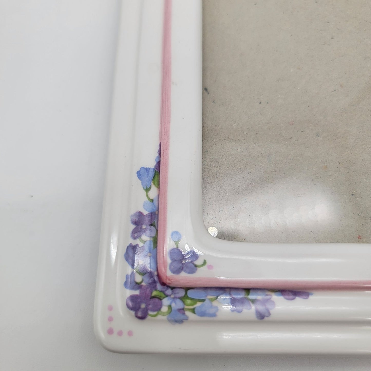 Vintage Porcelain Pansy Flowers Picture Frame