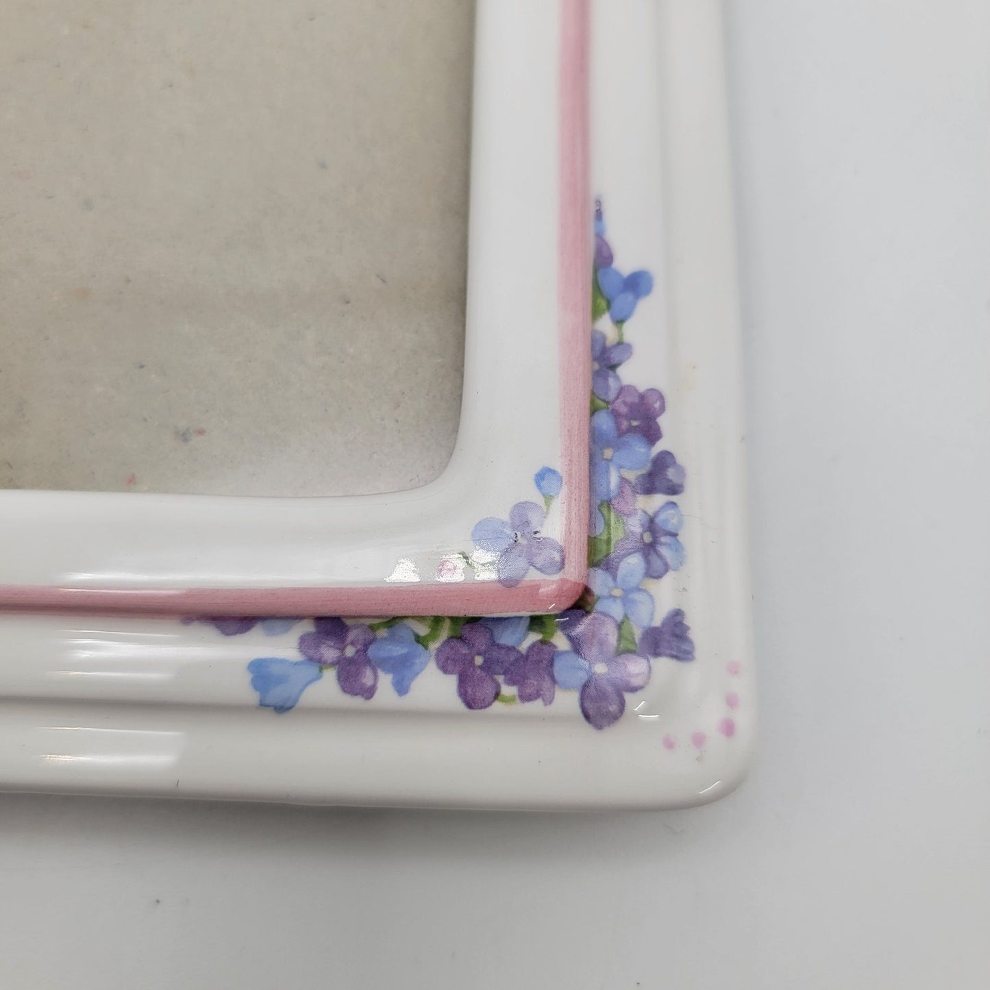 Vintage Porcelain Pansy Flowers Picture Frame