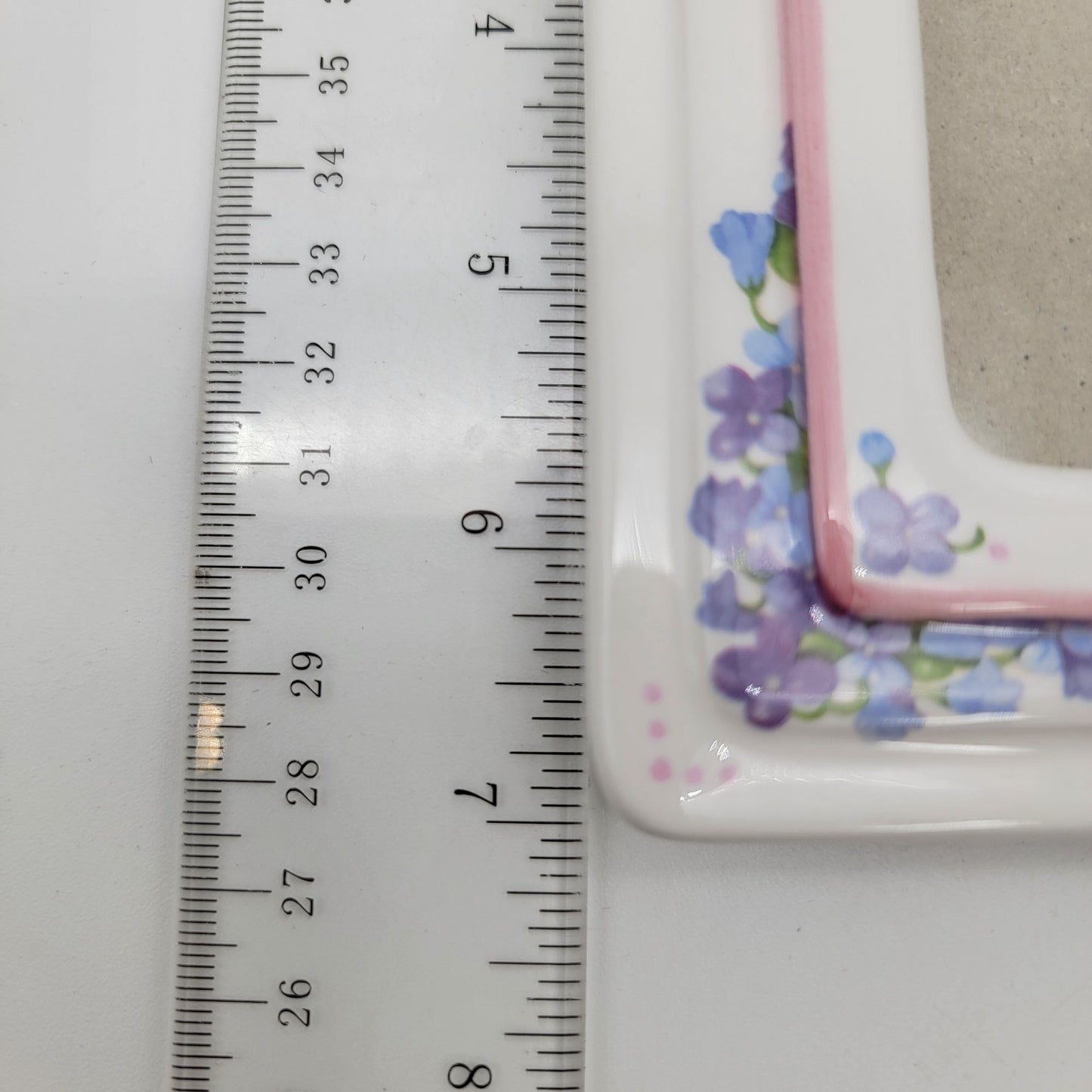 Vintage Porcelain Pansy Flowers Picture Frame