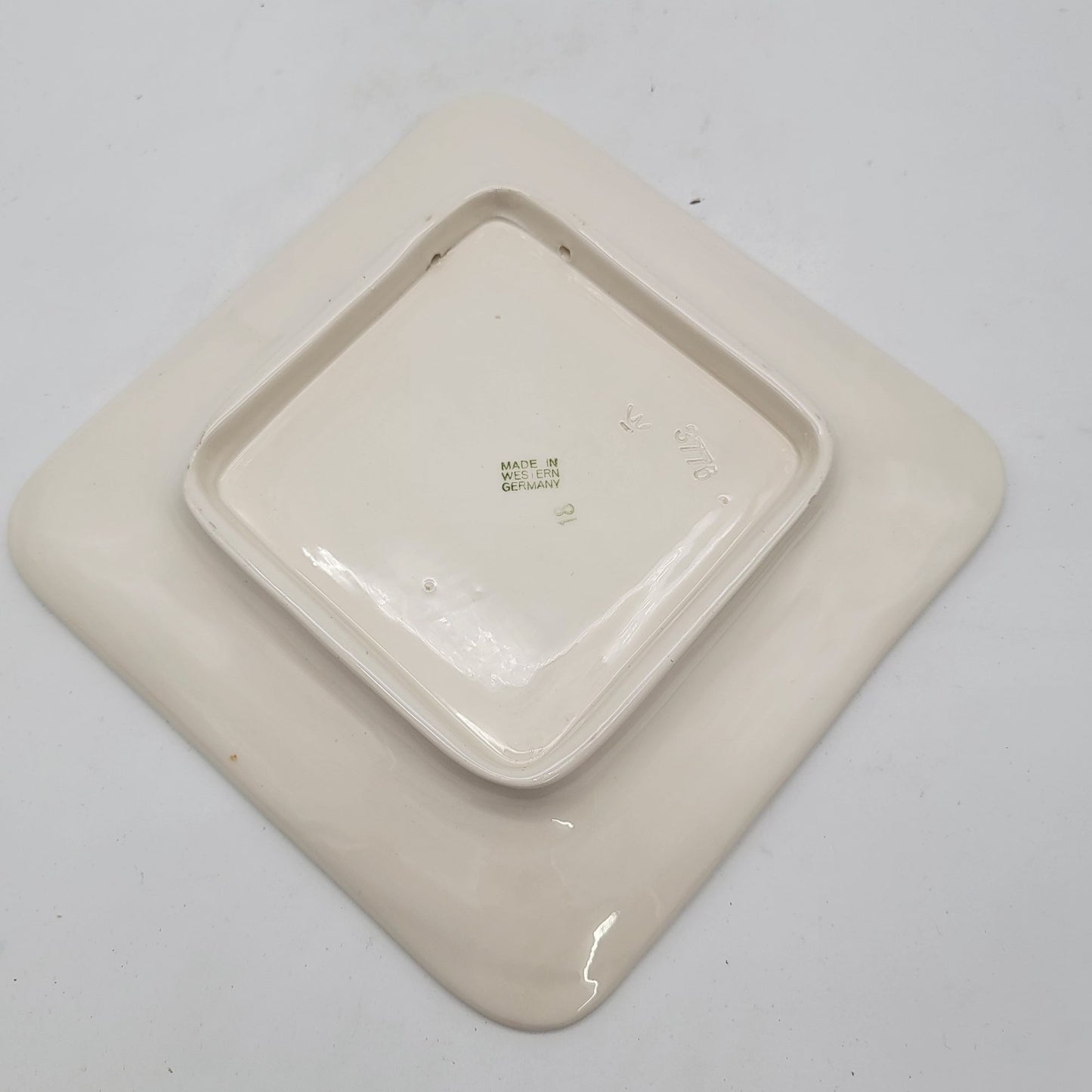 Vintage West Germany Winter Relief Square Wall Plate Forest Cottage