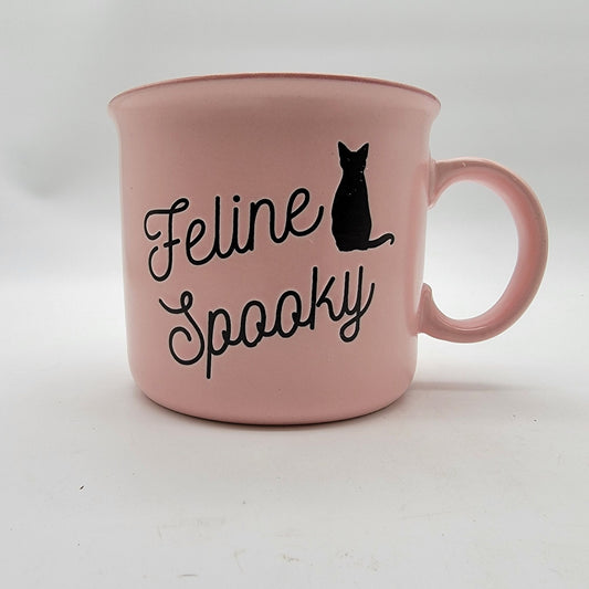 Cobwebs & Cauldrons Feline Spooky Pink Cat Oversized Mug