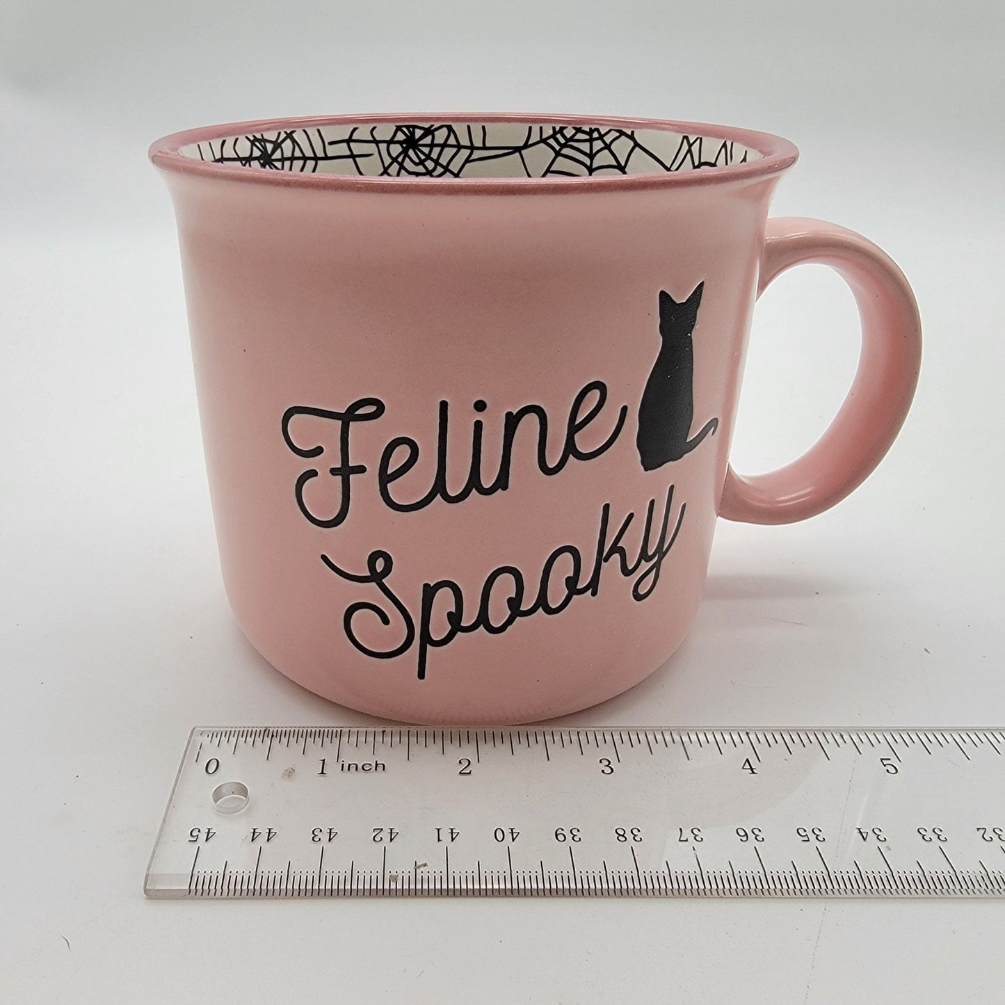Cobwebs & Cauldrons Feline Spooky Pink Cat Oversized Mug
