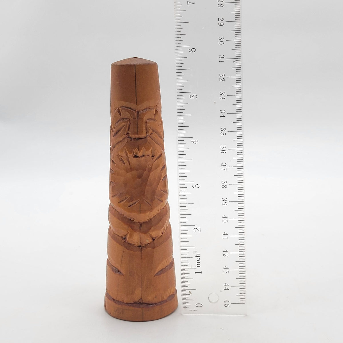 Mid-Century Carved Wooden Tiki Moai Salt & Pepper Shakers Set