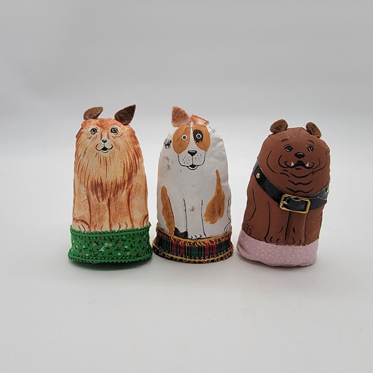 Fabric Dog Figurines Set Of 3