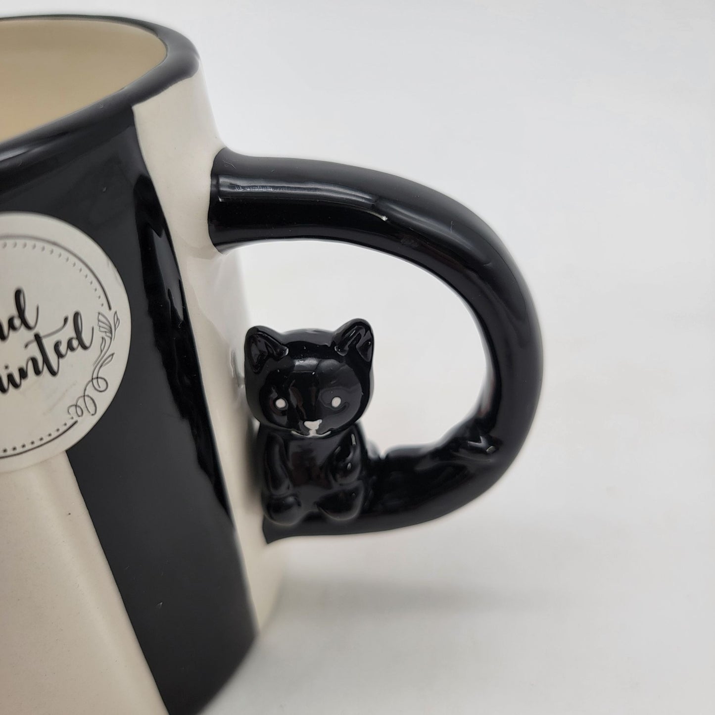 Petal & Pearls Hand Painted Striped Cat Mug