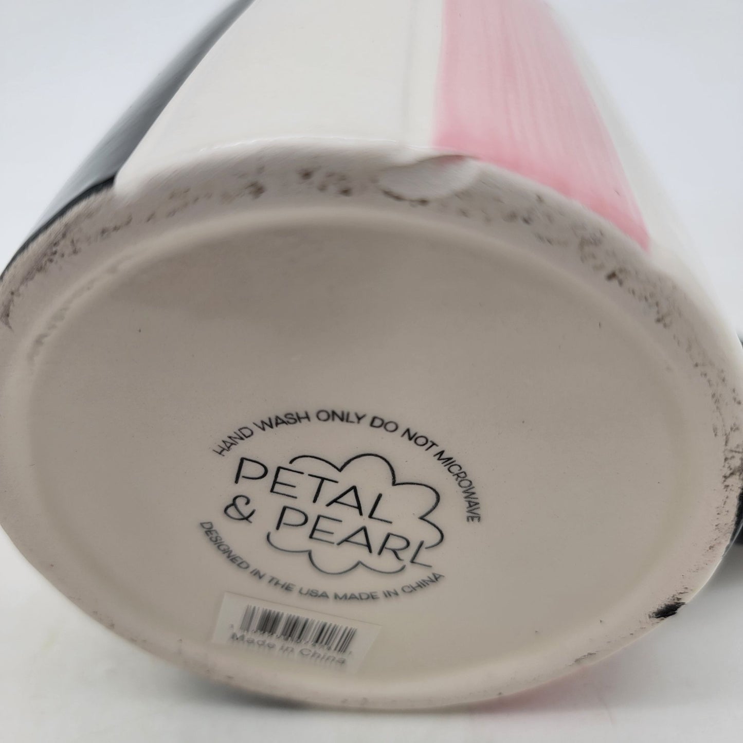 Petal & Pearls Hand Painted Striped Cat Mug