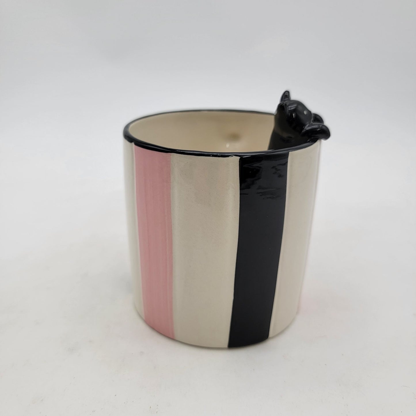 Petal & Pearls Hand Painted Striped Cat Mug