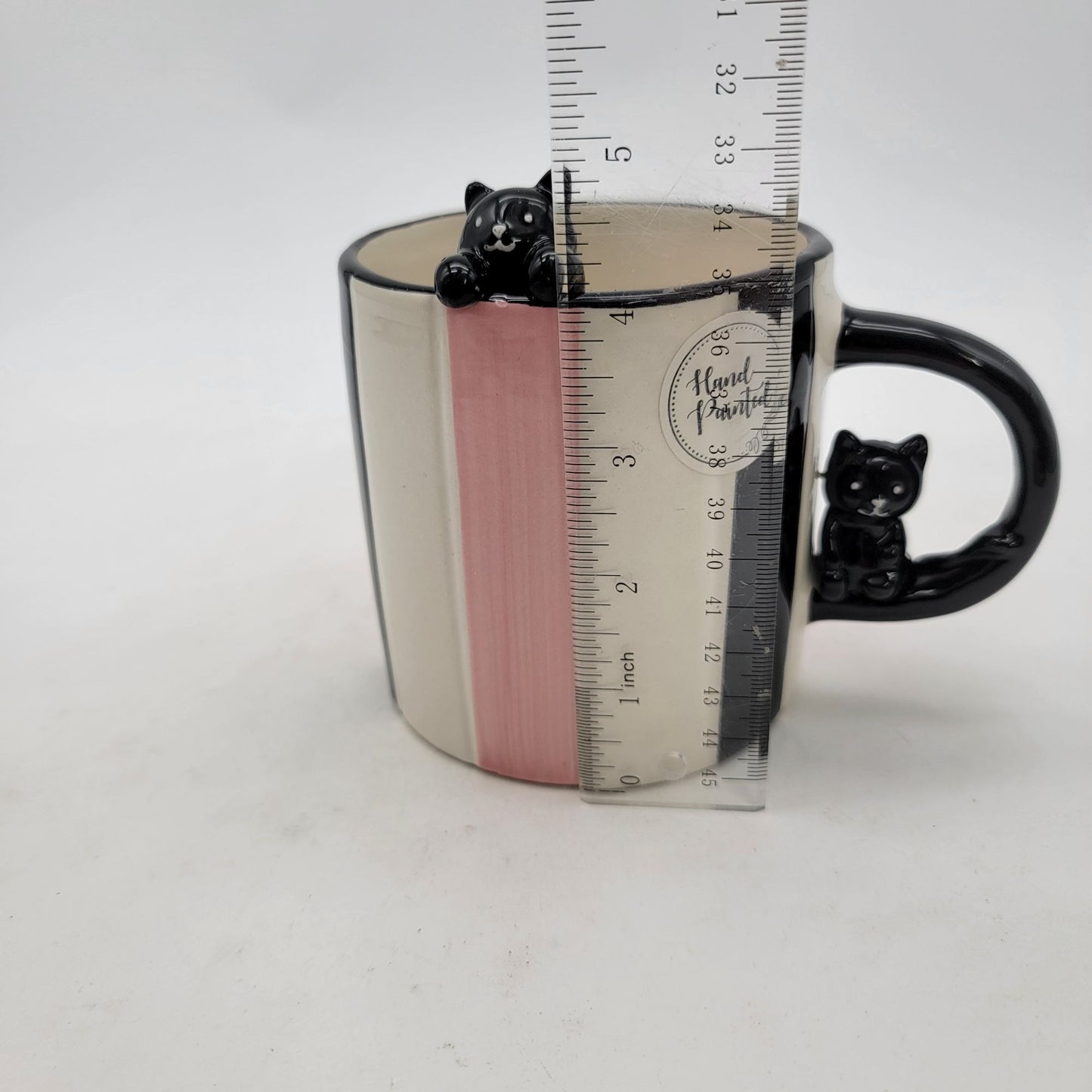 Petal & Pearls Hand Painted Striped Cat Mug
