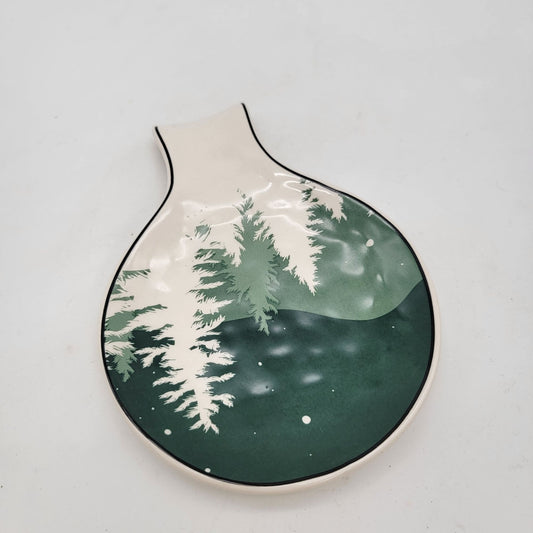 Home Expressions Ceramic Serving Platter With Misty Forest Design