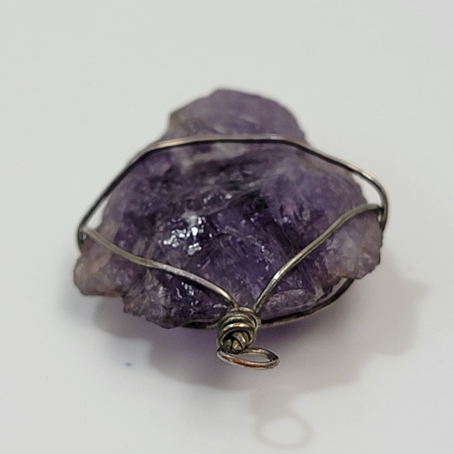 Artisan Wire Wrapped Raw Amethyst Crystal Pendant