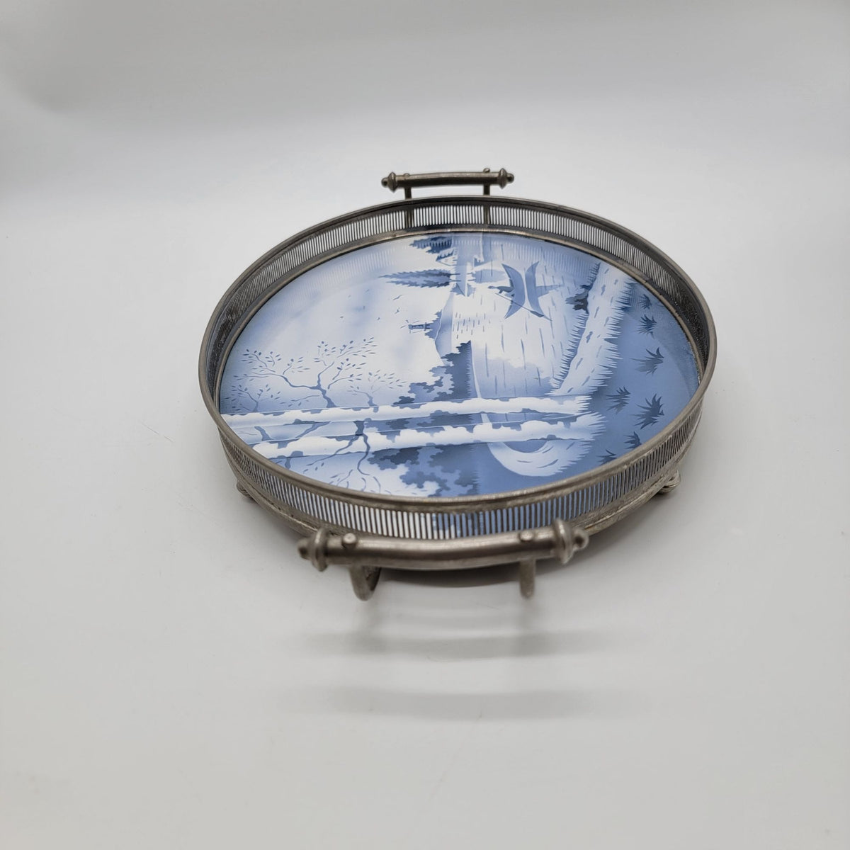 Vintage Delft Blue Porcelain Oval Serving Tray