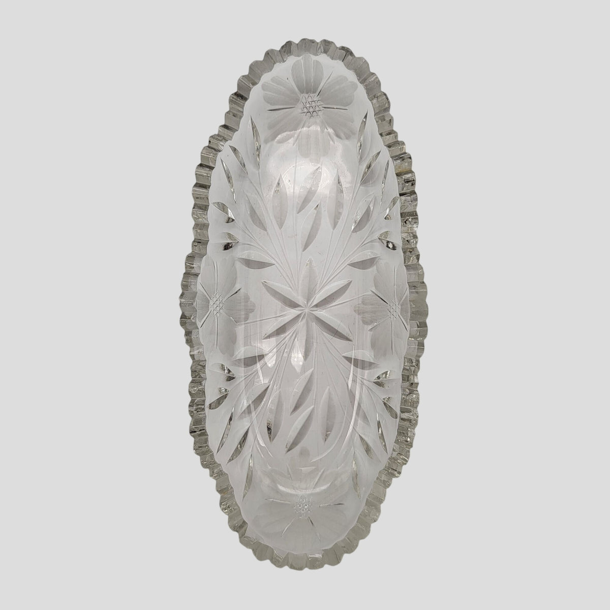 Antique American Brilliant Period Cut Glass Celery Dish Bowl