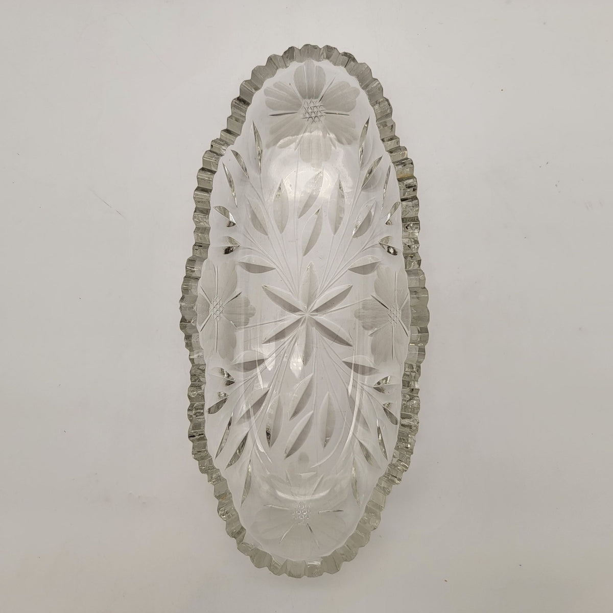 Antique American Brilliant Period Cut Glass Celery Dish Bowl