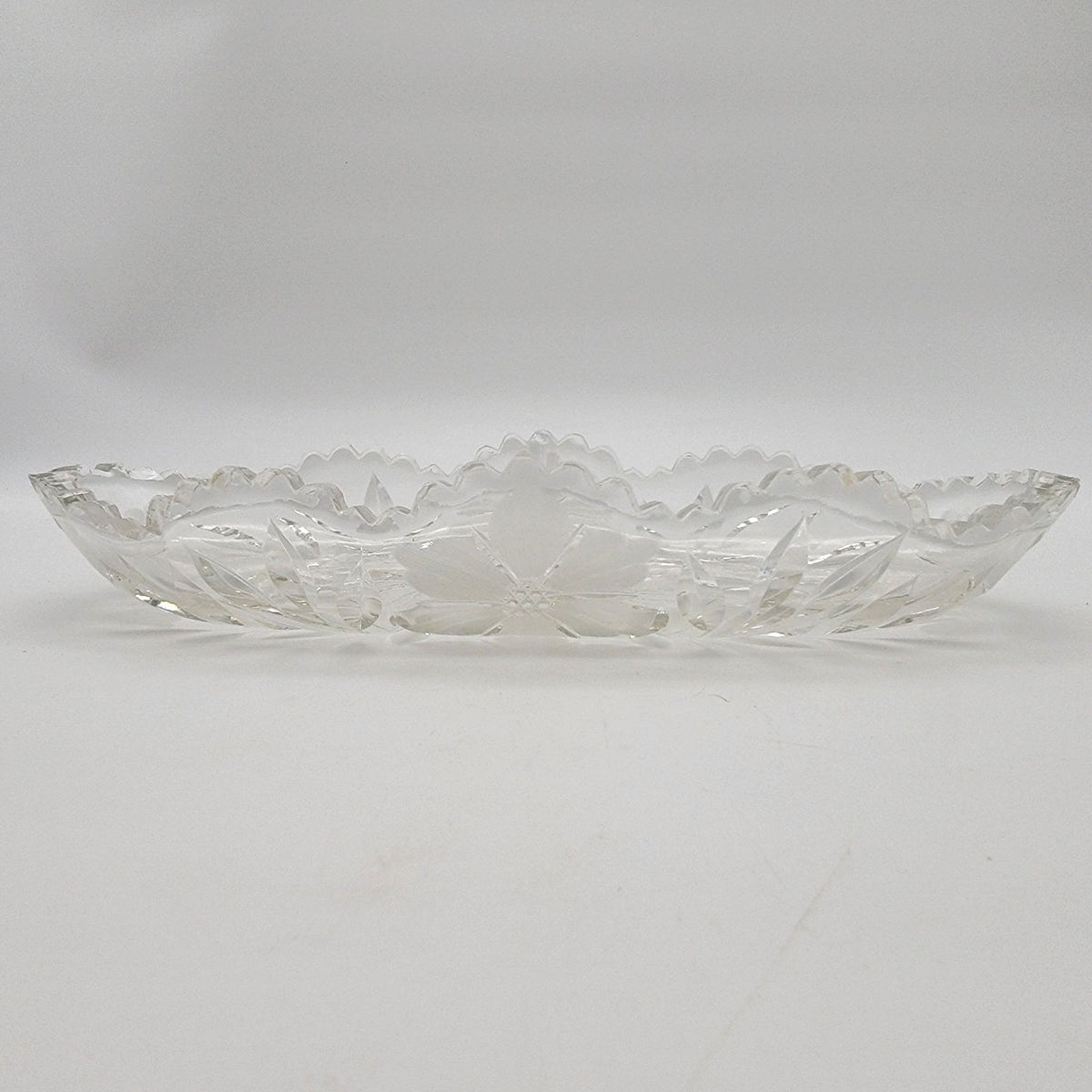 Antique American Brilliant Period Cut Glass Celery Dish Bowl