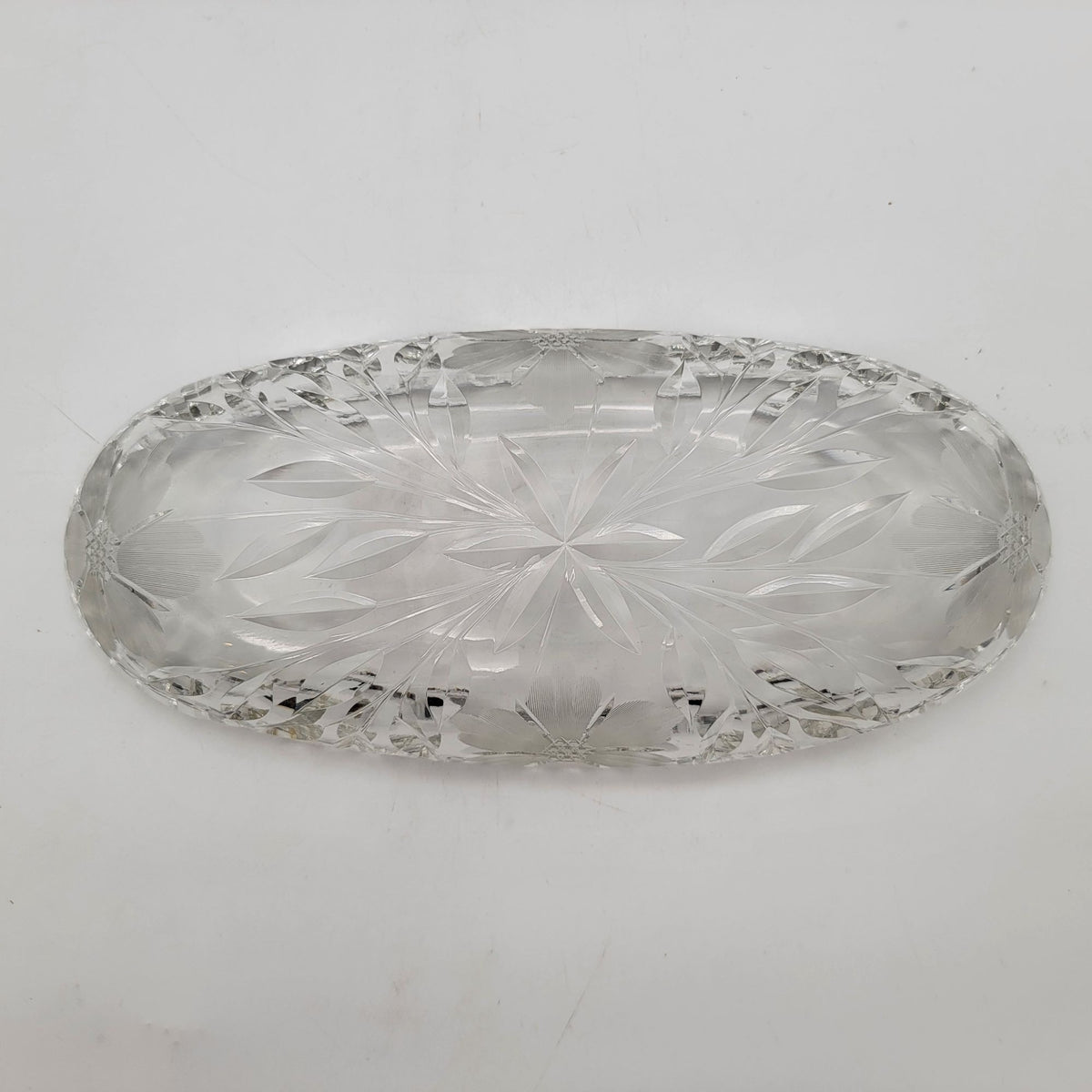 Antique American Brilliant Period Cut Glass Celery Dish Bowl