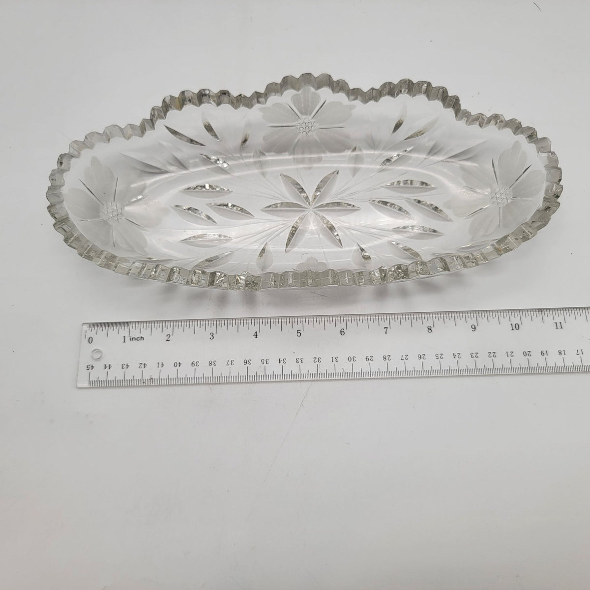 Antique American Brilliant Period Cut Glass Celery Dish Bowl