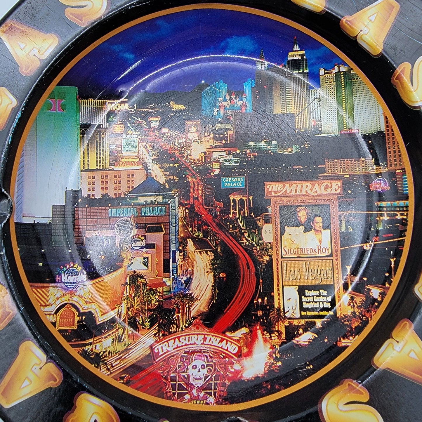Vintage Las Vegas Strip Souvenir Tin Ashtray