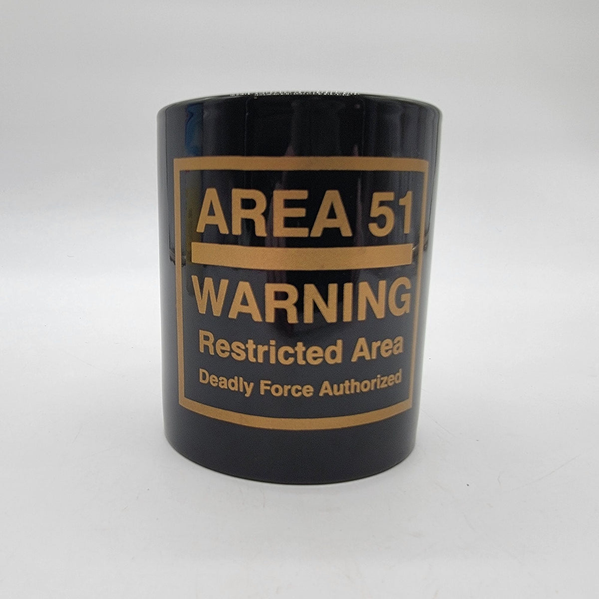 Area 51 Warning Restricted Area Black Mug By Everjoy