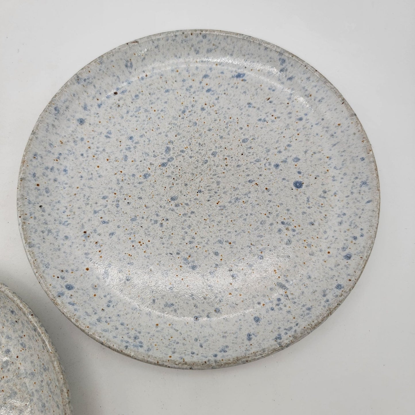 Denby-Langley Pottery Stoneware Plates Set Of 2 Blue Speckled Design