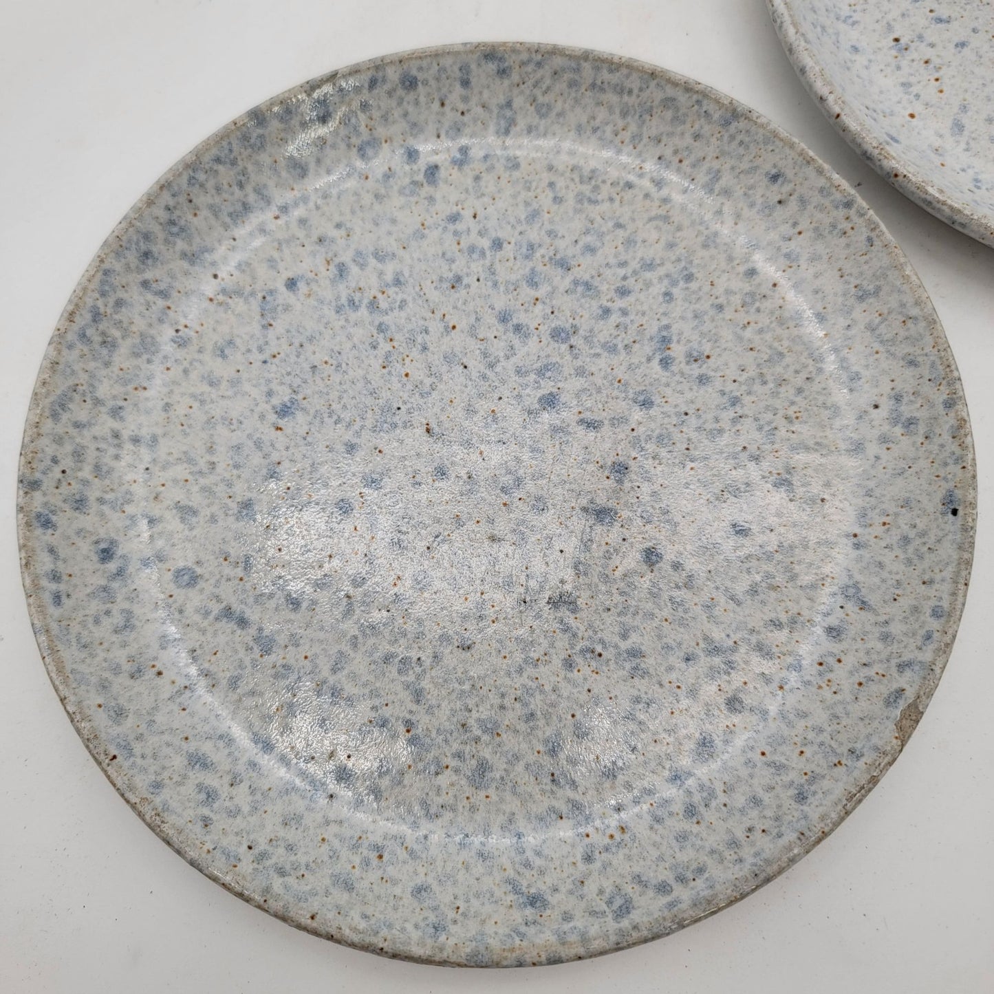 Denby-Langley Pottery Stoneware Plates Set Of 2 Blue Speckled Design