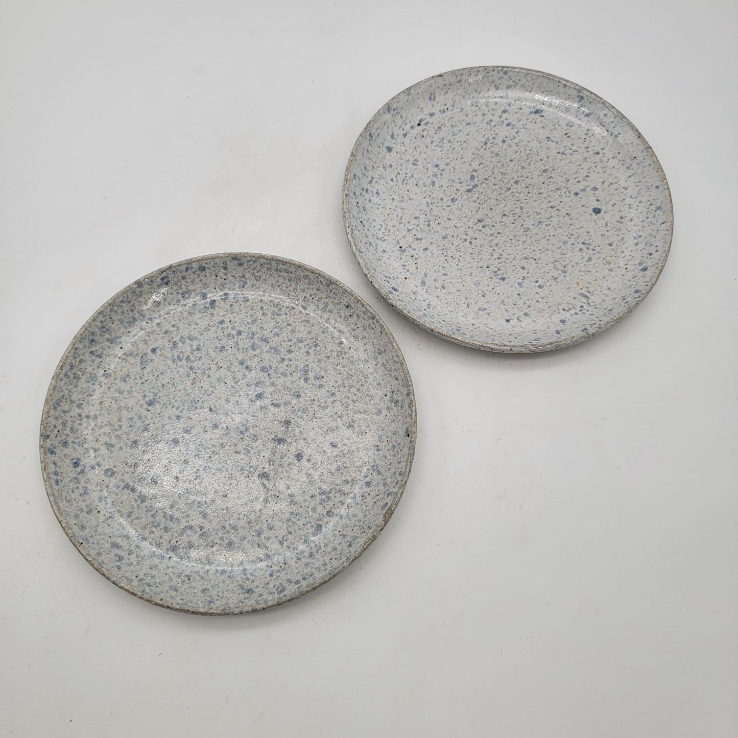 Denby-Langley Pottery Stoneware Plates Set Of 2 Blue Speckled Design