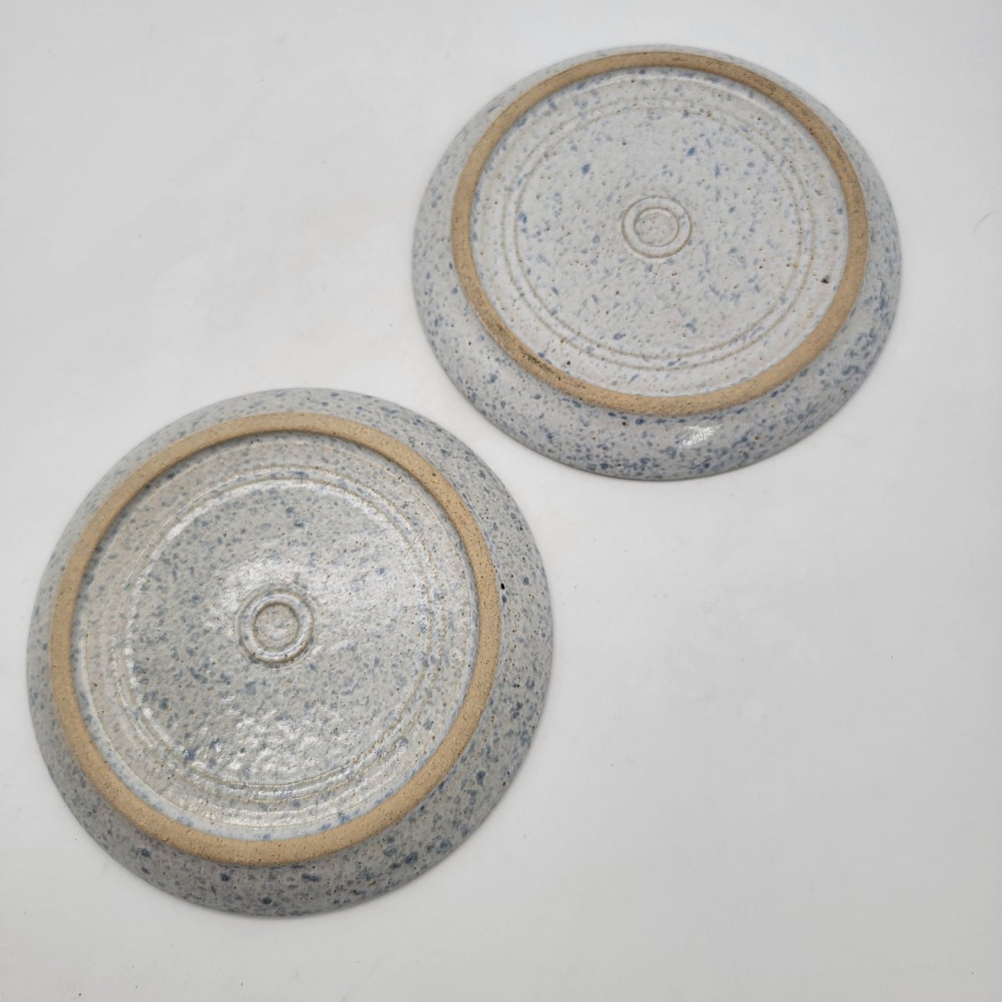 Denby-Langley Pottery Stoneware Plates Set Of 2 Blue Speckled Design