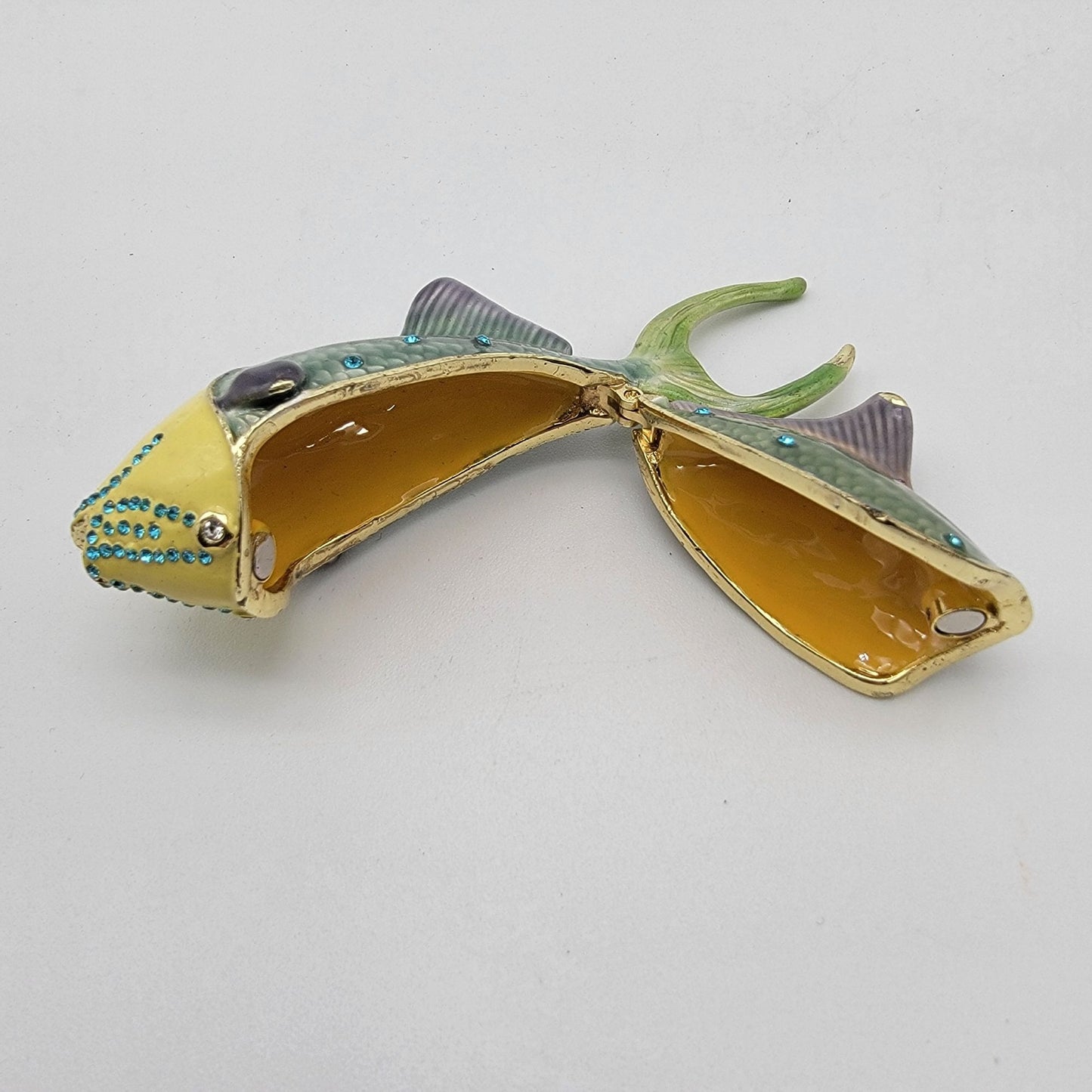 Enameled & Rhinestone Embellished Trigger Fish Trinket Box