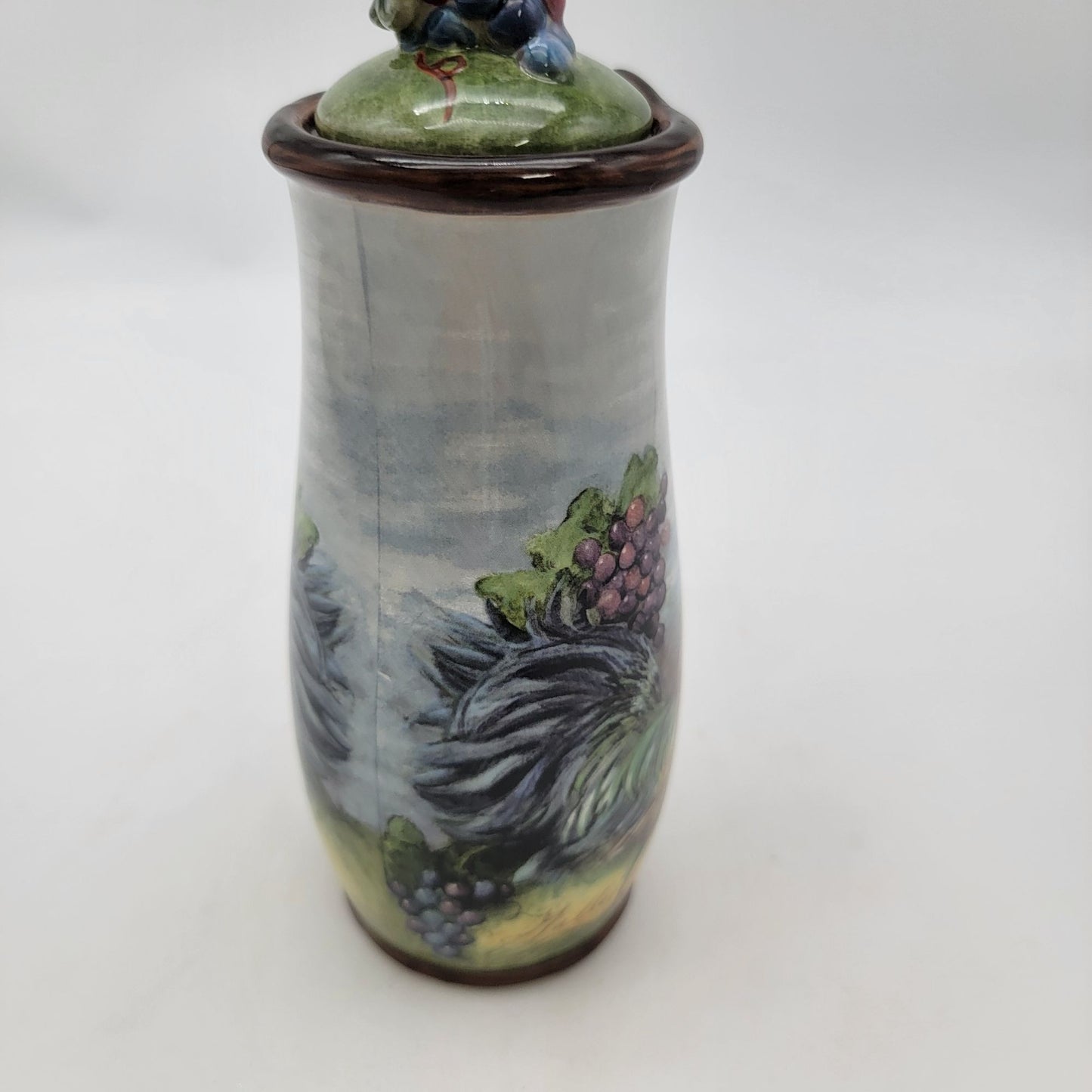 Vintage Cruet With Lid Rooster & Grapes Design