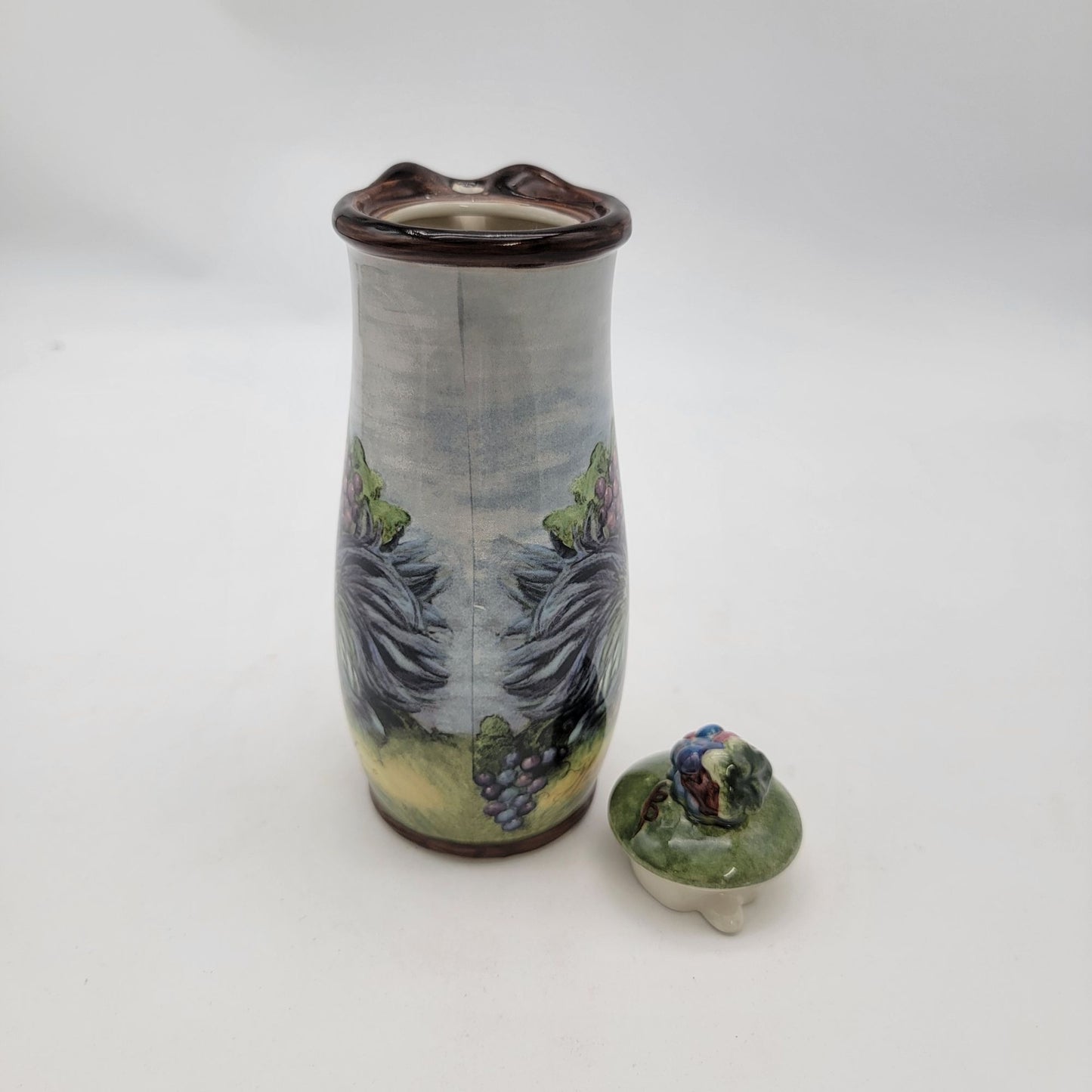 Vintage Cruet With Lid Rooster & Grapes Design