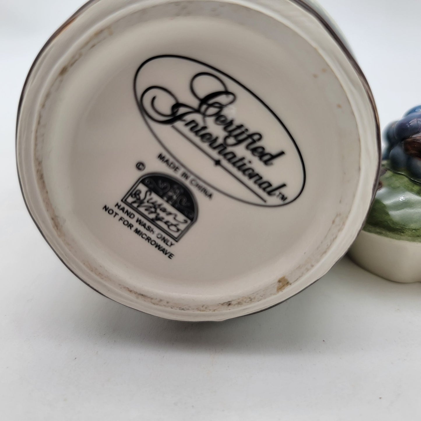 Vintage Cruet With Lid Rooster & Grapes Design