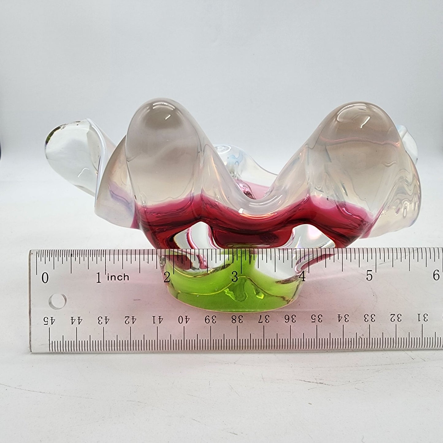 Murano Art Glass Bowl With Pink & Green