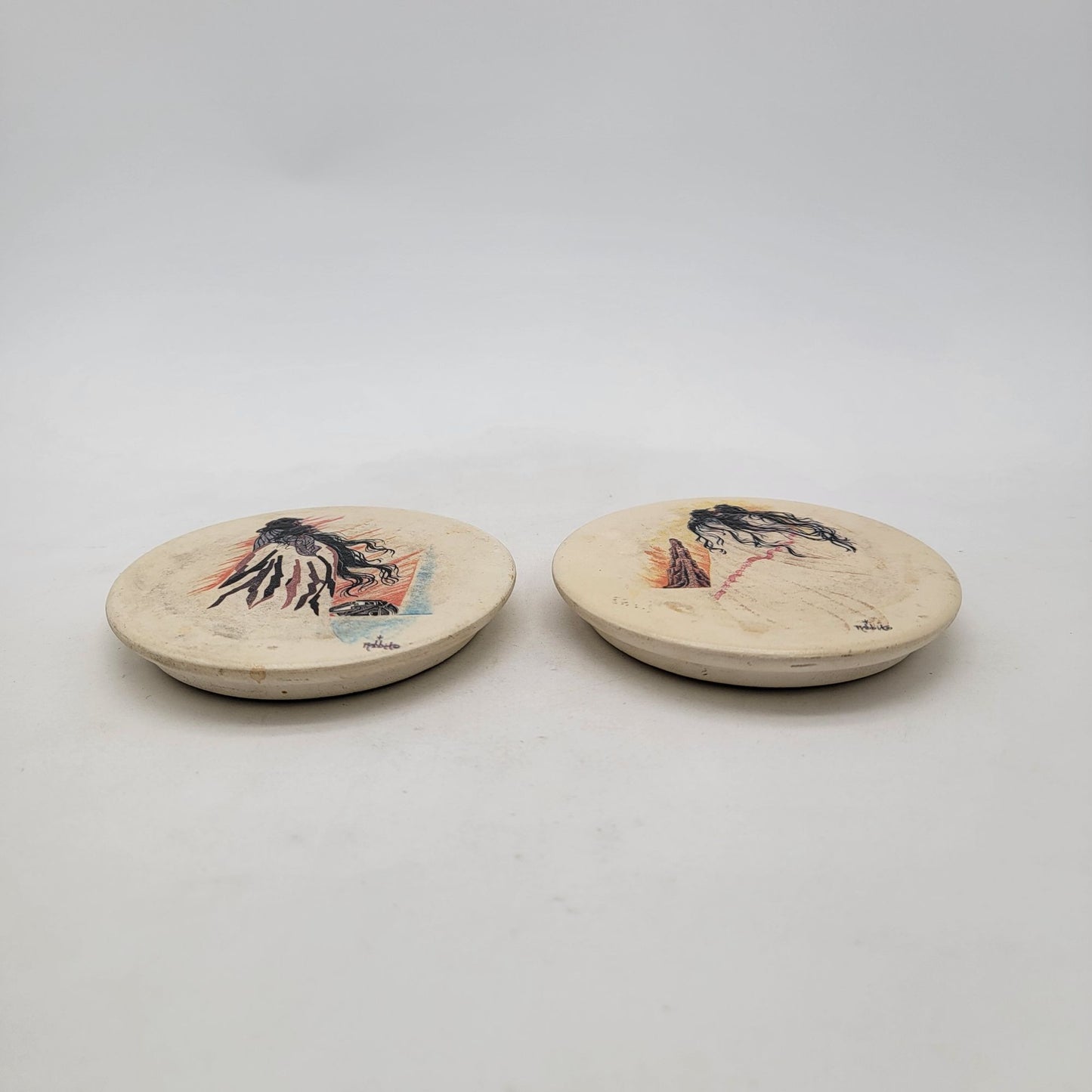 William B. Rabbit Native American Sandstone Coaster Set of 2