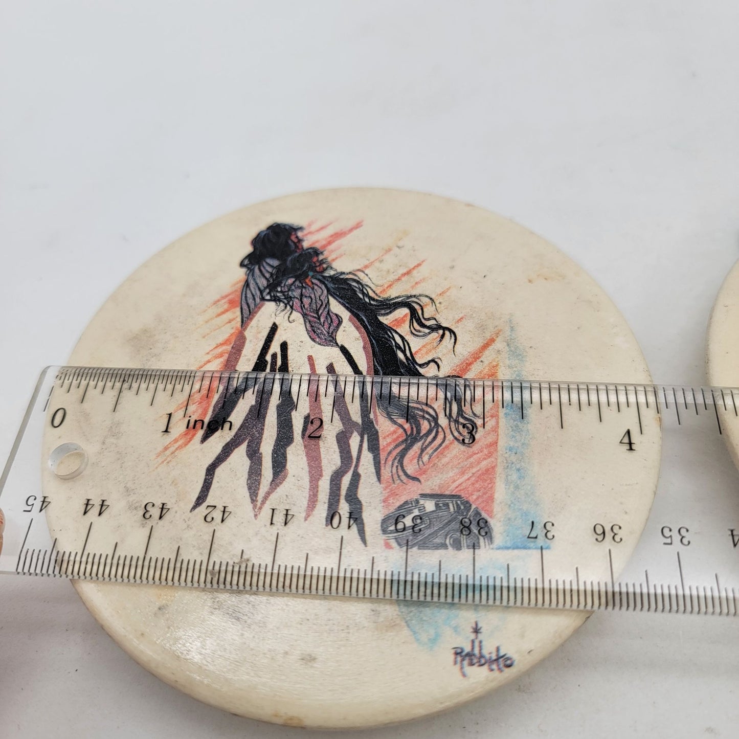 William B. Rabbit Native American Sandstone Coaster Set of 2