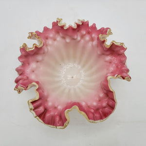 Antique Pink Ruffled Glass Bride's Bowl