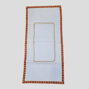 Vintage Handcrafted Felt Christmas Table Runner Red & Gold Trim