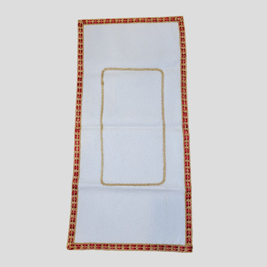 Vintage Handcrafted Felt Christmas Table Runner Red & Gold Trim