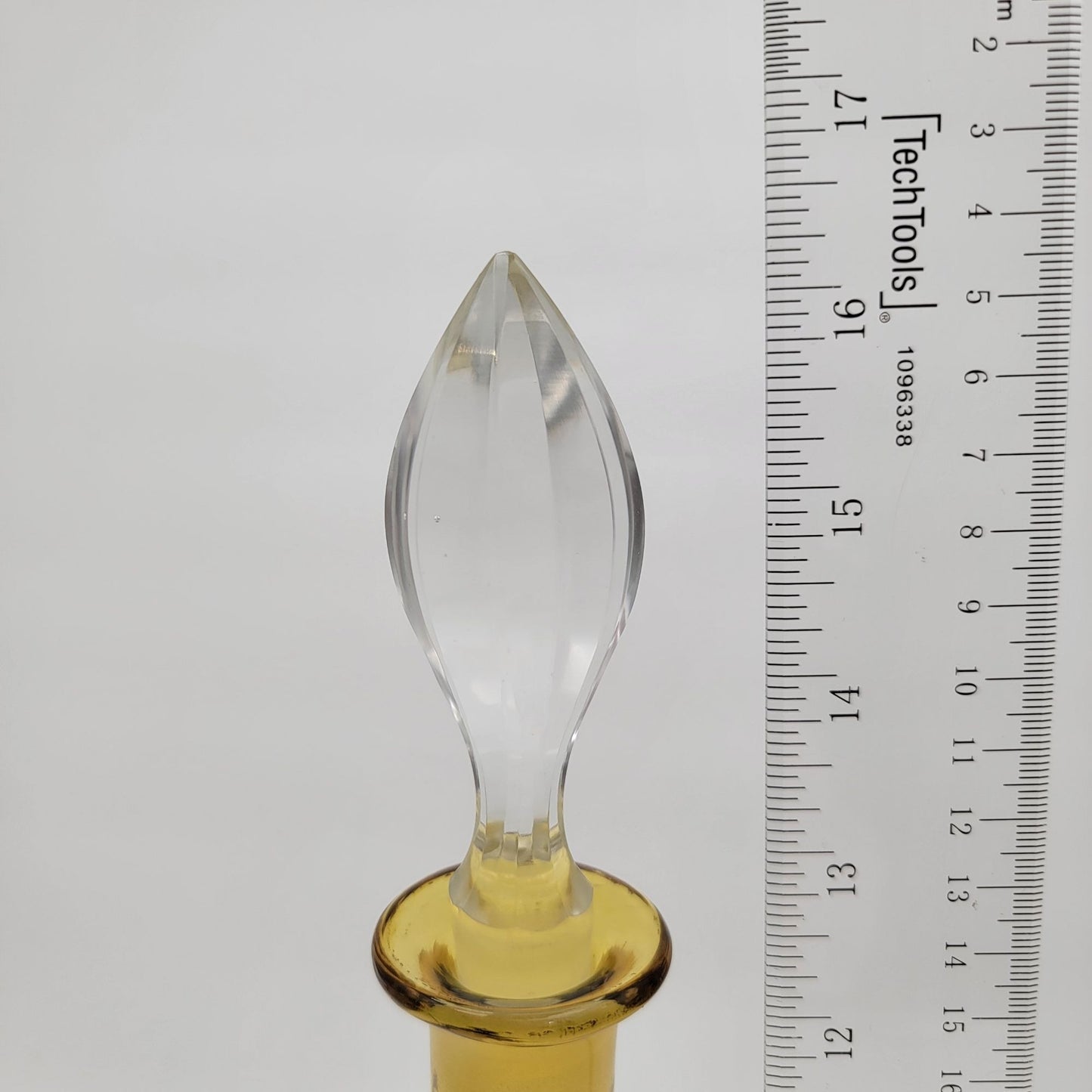 Bohemian Amber Cut-To-Clear Glass Decanter With Crystal Stopper